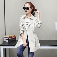 womens going out beach holiday simple spring fall coat solid shirt col ...