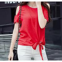 womens casualdaily simple t shirt solid round neck short sleeve cotton ...