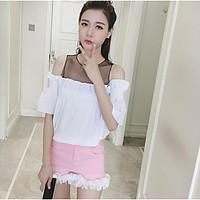 womens party sexy spring summer blouse solid halter length sleeve cott ...