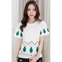 womens holiday cute t shirt print round neck short sleeve cotton mediu ...