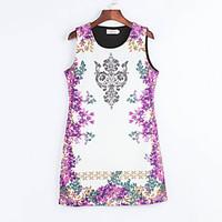 womens formal sheath dress floral round neck mini sleeveless spring su ...