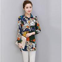 womens daily simple shirt print shirt collar long sleeve cotton linen