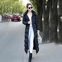 womens long down coat simple casualdaily solid cotton polypropylene lo ...