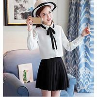 womens casualdaily simple spring summer shirt skirt suits solid shirt  ...