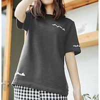 womens casualdaily simple t shirt print round neck short sleeve cotton ...