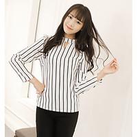 womens daily simple sophisticated spring fall t shirt striped round ne ...