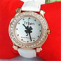 womens fashion watch quartz pu band black white blue pink