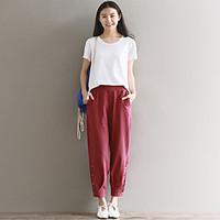 womens high rise strenchy chinos pants simple loose harem solid