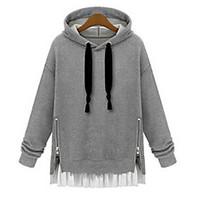 womens plus size casualdaily hoodie solid patchwork fleece lining micr ...