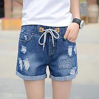 womens mid rise stretchy jeans shorts pants simple slim solid