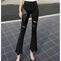 womens high rise micro elastic chinos pants simple bootcut solid