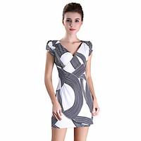 womens going out party sexy cute a line dress patchwork v neck above k ...