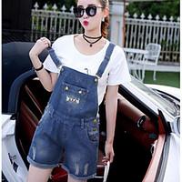 Women\'s Mid Rise Inelastic Overalls Pants, Cute Simple Straight Solid