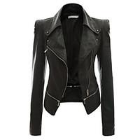 womens casualdaily going out street chic spring fall leather jackets s ...