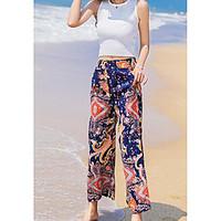 womens high rise inelastic chinos pants boho loose rainbow