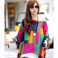 Women\'s Casual/Daily Boho Summer Blouse, Patchwork Round Neck ½ Length Sleeve Others Sheer Thin