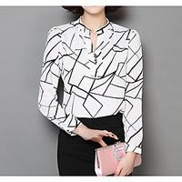 womens casualdaily simple blouse solid print v neck long sleeve polyes ...