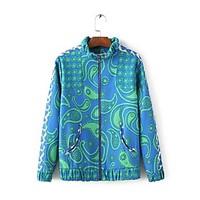 womens casualdaily street chic spring fall jacket print stand regular  ...