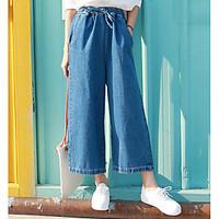 womens high rise inelastic jeans pants street chic wide leg solid