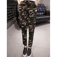 womens mid rise micro elastic chinos pants active loose camouflage