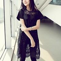 womens casualdaily sexy simple spring fall blouse solid round neck sho ...