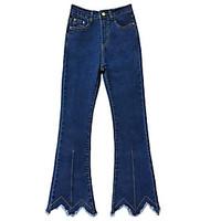 womens high rise inelastic jeans pants simple wide leg solid