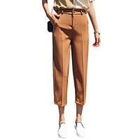 womens high rise micro elastic chinos business pants simple harem soli ...