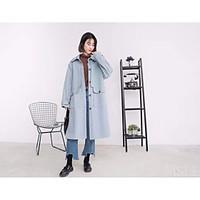 womens casualdaily simple summer trench coat solid stand long sleeve l ...