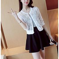 womens casualdaily short cardigan solid round neck sleeve polyester su ...