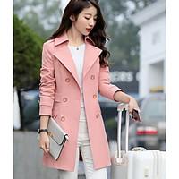 womens casualdaily simple fall coat solid round neck long sleeve long  ...