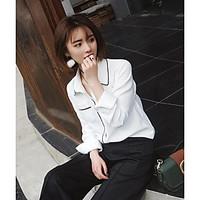 womens casualdaily simple spring summer shirt solid shirt collar long  ...
