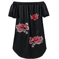 womens casualdaily simple tunic dress floral embroidered boat neck min ...