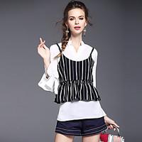 womens going out casualdaily vintage cute shirt solid striped print st ...