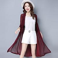 womens casualdaily long cardigan solid asymmetrical long sleeve polyes ...