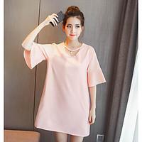 womens plus size going out casualdaily simple loose dress solid round  ...