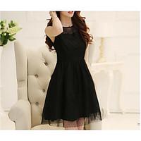 womens casualdaily simple a line dress solid round neck knee length le ...