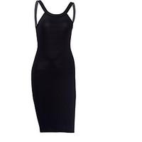 womens casualdaily simple bodycon dress solid round neck midi sleevele ...