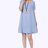 Women\'s Going out Boho Sheath Dress, Print Boat Neck Above Knee Short Sleeve Polyester Summer Mid Rise Inelastic Thin