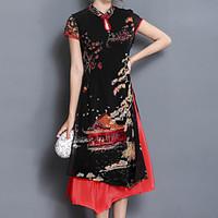 womens plus size casualdaily party vintage street chic chinoiserie shi ...