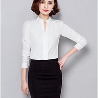 womens casualdaily simple shirt solid shirt collar long sleeve cotton