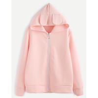 womens casualdaily simple spring winter coat solid hooded long sleeve  ...