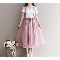 womens knee length skirts swing solid