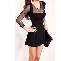 womens going out beach sheath dress solid round neck mini sleeve other ...