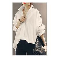 womens casual simple shirt solid shirt collar long sleeve cotton