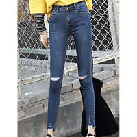 womens high rise micro elastic chinos pants street chic skinny solid