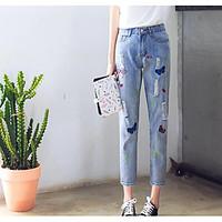 womens high rise micro elastic jeans pants street chic loose solid