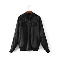 womens going out casualdaily street chic leather jackets solid asymmet ...