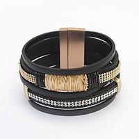 Women\'s Wrap Bracelet Jewelry Fashion Leather Rhinestone Alloy Irregular Jewelry For Party Special Occasion Gift 1pc