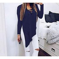 womens casualdaily sports sexy spring summer t shirt solid asymmetrica ...