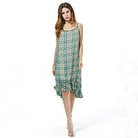 womens plus size vintage loose chiffon dress print strap knee length s ...